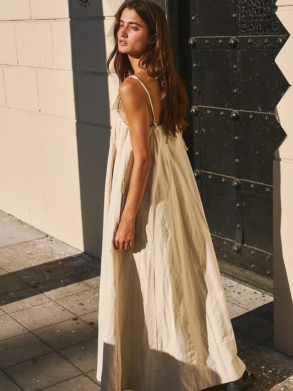 A.REN CHRISTAL Linen MAXI Dress in Light Beige Size S NWT - Picture 2 of 9